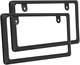 NanoSight License Plate Frame, Gloss Black, Mini Car, Ordinary Car, Looks Small, Yellow Edge Concealed (Gloss Black, 2 Pieces)