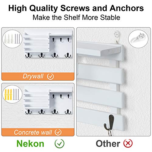 image for Nekon Mail Holder for Wall Mail Organizer with Key Hooks Hallway Farmh