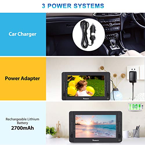 NAVISKAUTO 10.5" Dual Screen DVD Player with HDMI Input, Portable DVD Player for Car with Headphones and 5-Hour Rechargeable Battery(Host DVD Player+ Slave Monitor)