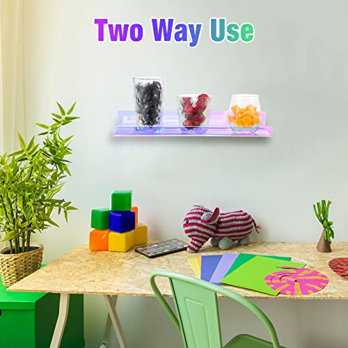 Reginary 12 Pieces Acrylic Floating Shelf 15 Inch With Mounting Kit Wall Ledge Bookshelf For Kids Wall Mounted Book Display Shelves Storage Shelves Display Organizer For Toy Nursery (Iridescent) #TOP4