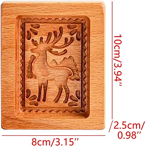 Carved Wooden Cookie Mold Kitchen Cookie Cutter Gingerbread Cookie Stamp Biscuit Press Stamp Molds Pine Cones Provence Rose Cookie Cutter For Cookie Stamp (Deer) #TOP2