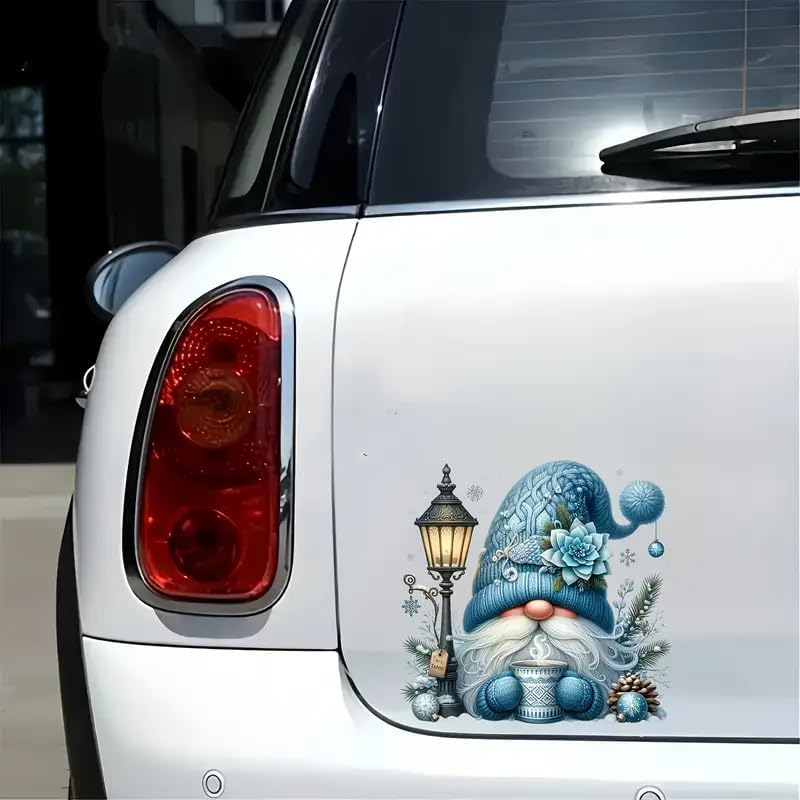 Winter Gnome Lamp Snowflake PVC Vinyl Car Decals Stickers Waterproof Self-Adhesive Decals for Cars, Laptops, Trucks, Motorcycles Wall Window Luggage Scratch Cover Door Decor Sticker - Image 8