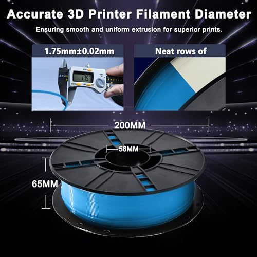 Image of iBOSS Glow in The Dark PLA+ Filament, Neatly Wound Luminous PLA Plus 3D Printer Filament 1.75mm + /- 0.02mm, Fit Most 3D Printers, 1kg Spool (2.2lbs), Noctilucent Blue PLA PRO Filament, Glow Blue