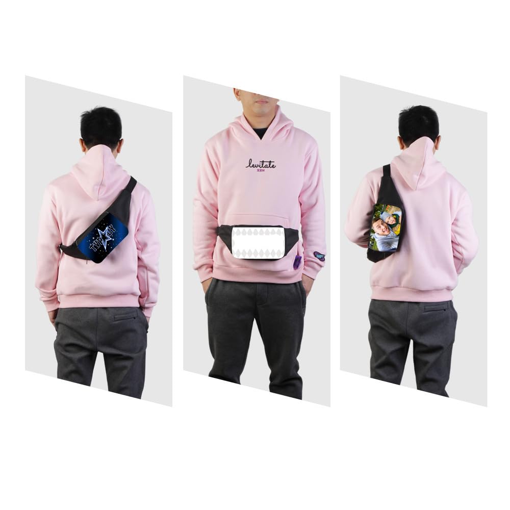 6 pz sublimazione vuoto donne uomini bianco corsa marsupio marsupio marsupio con cinghia regolabile zip stampa trasferimento di calore fai da te per escursionismo, viaggi, ciclismo, festival, sport