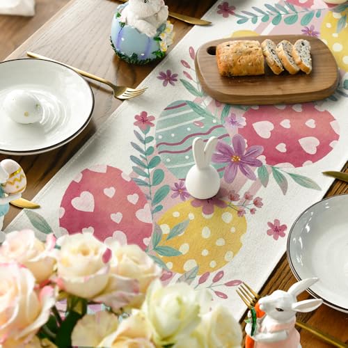 Artoid-Mode-Eggs-Eucalyptus-Easter-Table-Runner-Seasonal-Heart-Flowers-Spring-Kitchen-Dining-Table-Decoration-for-Home-Party-Decor-13×72-Inch Artoid Mode Eggs Eucalyptus Easter Table Runner Seasonal Heart Flowers Spring Kitchen Dining Table Decoration for Home Party Decor 13×72 Inch