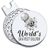 GEYGIE World's Okayest Golfer Golf Ball Marker with Magnetic Hat Clip, Funny Golf Accessories Gifts