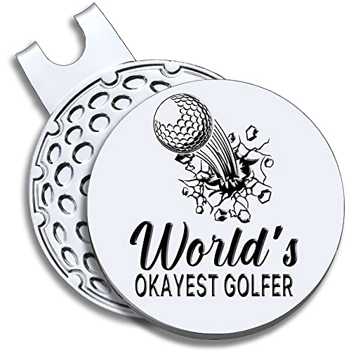 Geygie World's Okayest Golfer Golf Ball Marker With Magnetic Hat Clip, Funny Golf Accessories Gifts For Men Women, Golf Gifts For Men Woman, Birthday Hilarious Gifts For Golf Fan, Golf Novelty Gift #TOP26