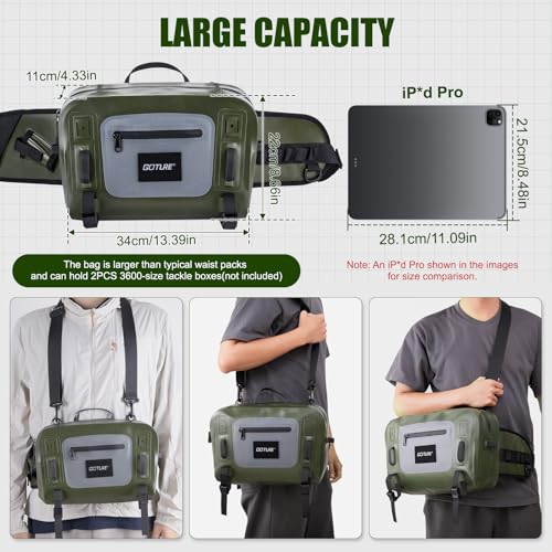 Goture Bolsa de Cintura para Pesca Impermeable, Bolsa Grande de 9L con Recubrimiento TPU miniatura 4