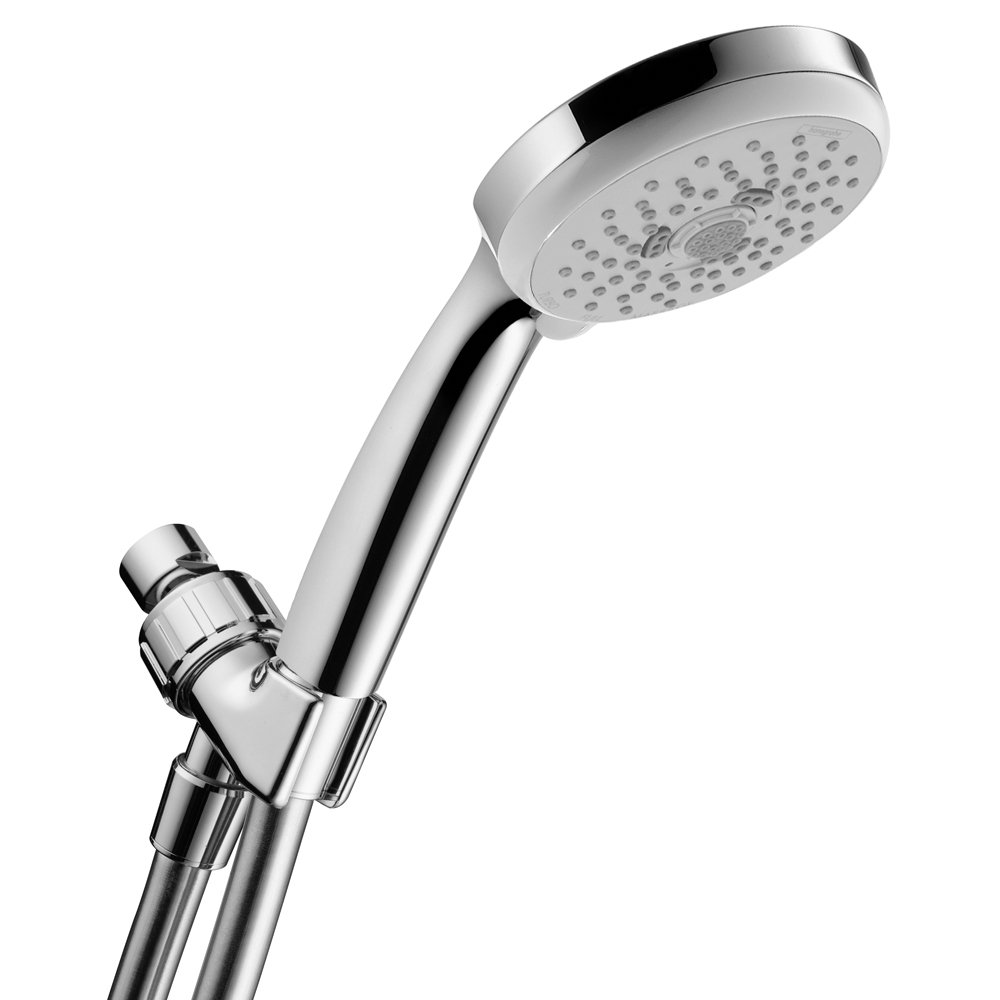hansgroheCroma 100 Handheld Shower Head Set Modern Spray Full, Pulsating Massage, Intense Turbo with QuickClean with Hose in Chrome, 2.5 GPM, 06425005