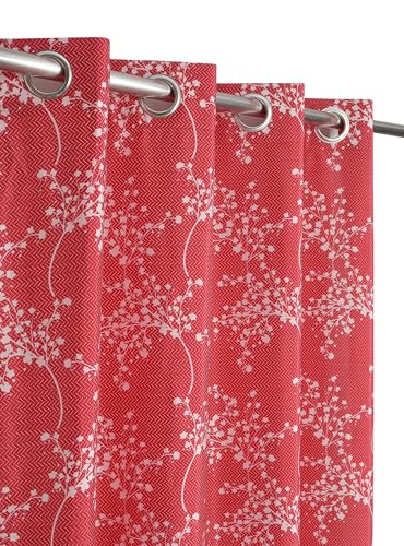 Image of Floral Printed Home Decor Curtains for Living Room, Bedroom Doors and Windows Panel, Parda, Eyelets Hanging, Maroon, 4 x 7 Feet, 1 Piece