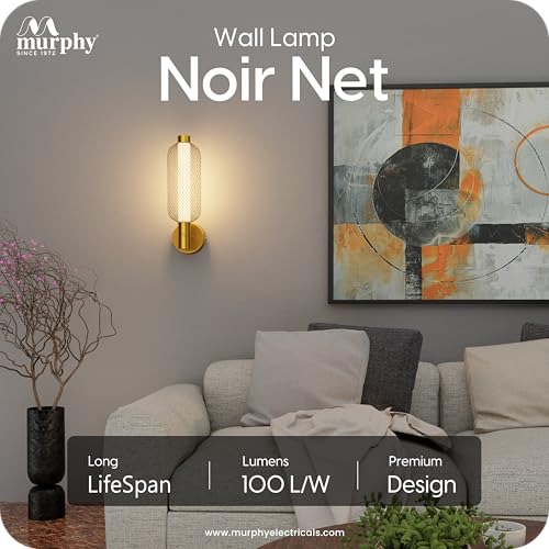 Image of Murphy Noir Net Wall Lamp Pack of 2 | Warm White LED Decorative Wall Light with Premium Golden Finish | 2-Year Warranty