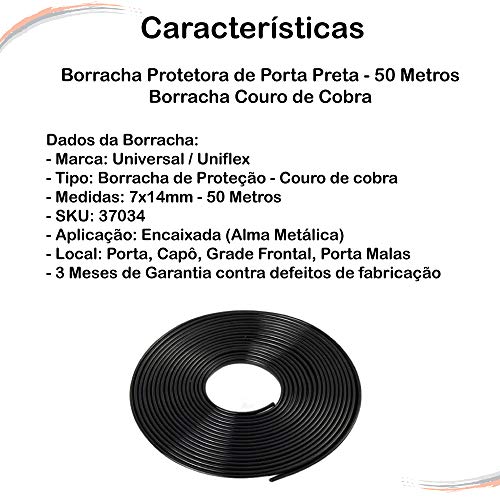 Borracha Couro de Cobra Proteção da porta 7X14 mm preta 50 m
