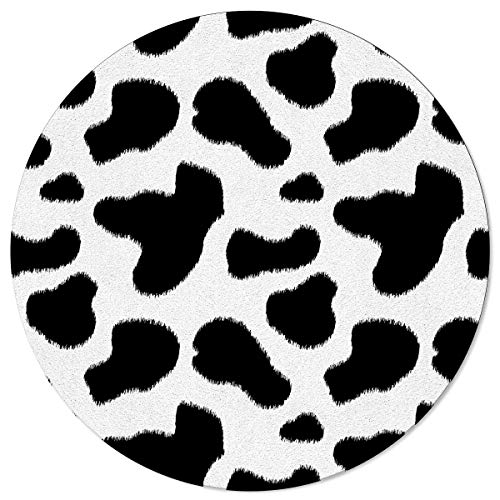 Olivefox Round Area Rugs Cow Print Black And White Spots Farm Life With Cattle Camouflage Animal Skin Soft Stain-Proof Carpet Floor Mat Anti-Skid Runner Rugs For Living Room Bedroom, 3.3 Feet #TOP1