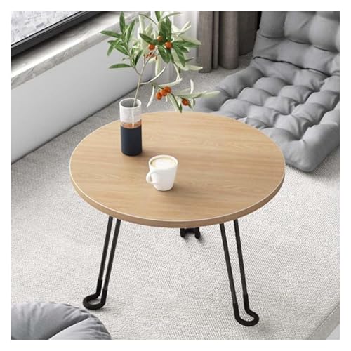 Table Basse Pliante en Bois Petite Table à Café Circulaire de Salon - 2