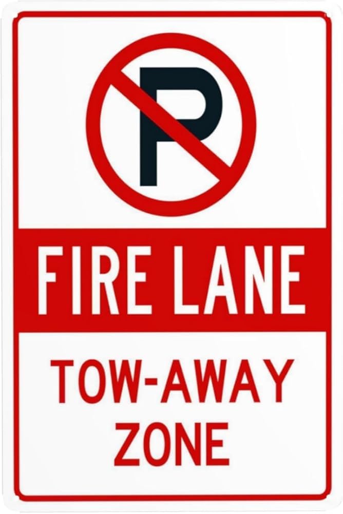 No Parking Way Fire Lane Metal Warning Signs Cautions Security Tin Sign Safety Posted For Street Business Wall Decor Gift For Women Men 8x12 Inch