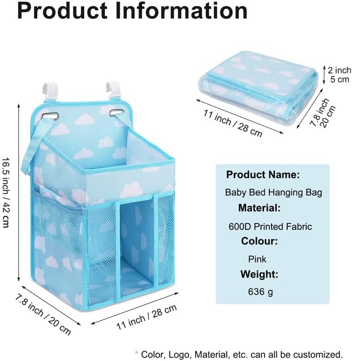 Nappy Caddy Organiser Storage, Nursery Organisers, Hanging Storage Bag for Nappies, Diaper, Clothes, Toys, and Towels (Blue) 