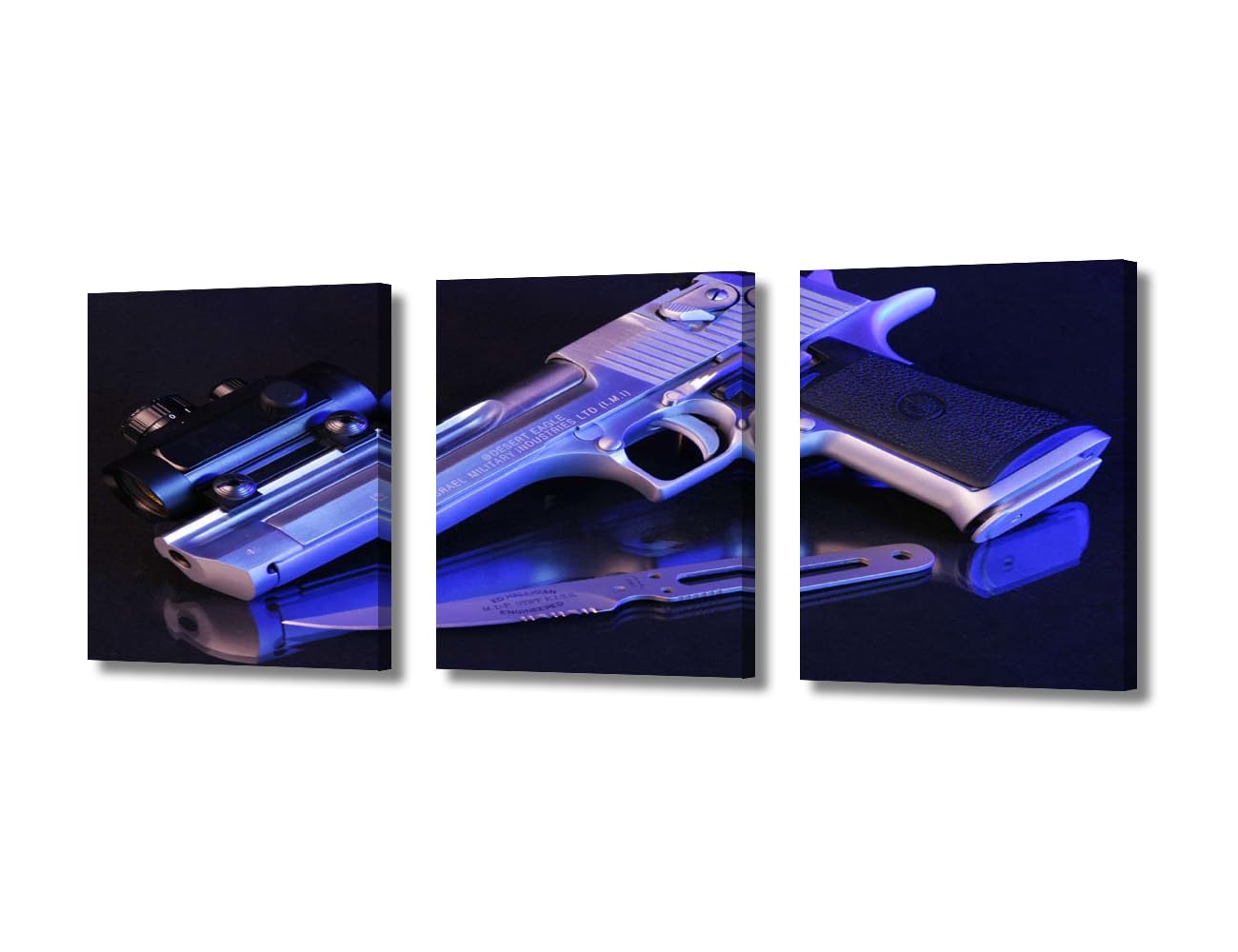 - Home Canvas Wall Art Modern Canvas Wall Poster Decor 3 Panel Desert Eagle Picture Printing Military Enthusiasts Living Room Bedroom Office Wall Decor Stretched and Framed Ready to Hang 36x16 Inch