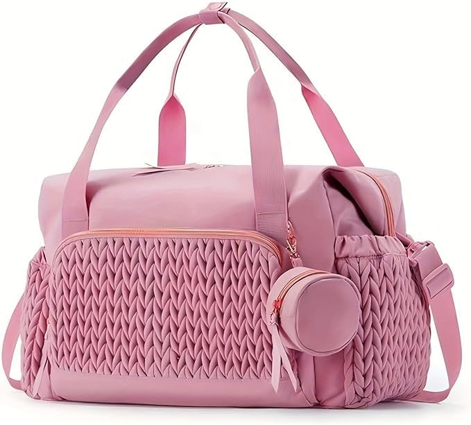 GINGER TECH Nappy Diaper Tote Bag, Baby Changing Bags with Pacifier Case, Large Capacity Multifunctional Waterproof Mommy Shoulder Bag Maternity Tote, for Baby Changing Portable Travel (Pink)