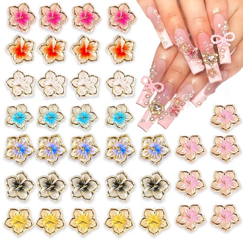 56 Pcs Flower Nail Charms Clear Colorful Crystal Nail Charms for Nails 3D Acrylic Crystal Nail Supplies Luxury Gold Edge Nail Rhinestones Design Cute Glitter Exquisite Nail Art Charms for Women DIY
