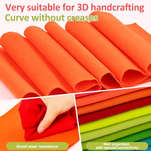 Image of XSEINO 12 Rolls 8 inchx35 inch(20.5x90cm) 1.4mm Thick Soft Felt Fabric Sheet 12 Assorted Neon Series Colors Felt Pack for DIY Craft Sewing Squares Nonwoven Patchwork