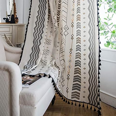 ColorBird Boho Geometric Tassel Curtains Cover