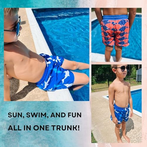 BIG ELEPHANT 2 Packs Boys Swim Trunks with Compression Liner, UPF 50+ Kids Bathing Suit, Quick Dry Swimming Shorts3