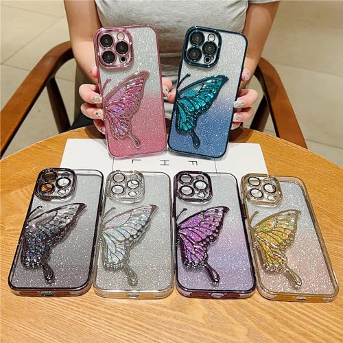 Étui transparent paillettes dégradées iPhone 13 Pro Max silicone de qualité