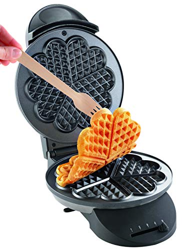 Foto von Tefal Herzwaffeleisen WM310D Waffelmaker | für Waffeln in Herzform | stufenloser Temperaturregler-Bräunung nach Wunsch | antihaftbeschichtete Platten | Teigauffangbehälter | Schwarz | 1000 W