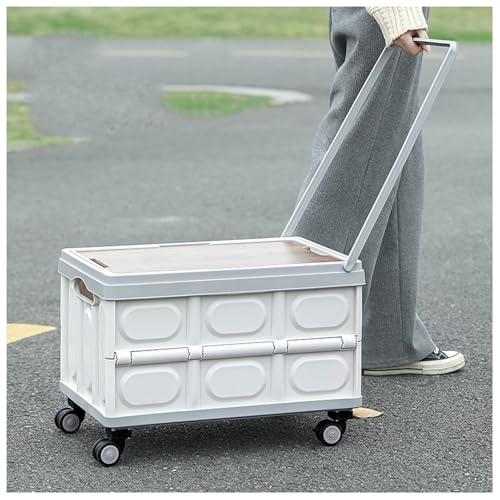 Carretilla de mano portátil con tapa extraíble, contenedor de camping al aire libre, solución de transporte versátil de 18 L para un fácil transporte con asa y ruedas