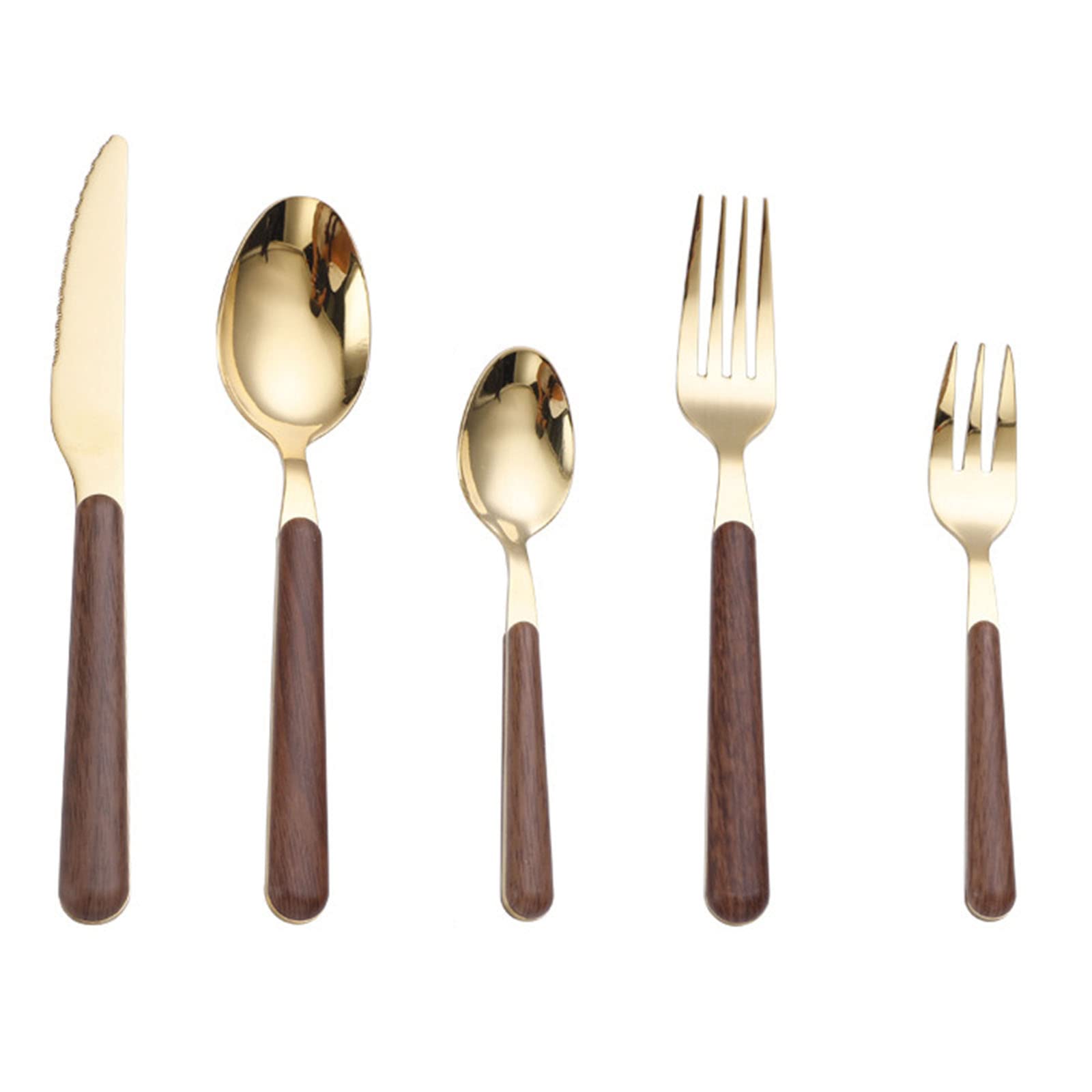 Elegante Juego de Cubiertos de Acero Inoxidable con Mango: colección Completa de Cubiertos Dorados de 30 Piezas para 6 Personas