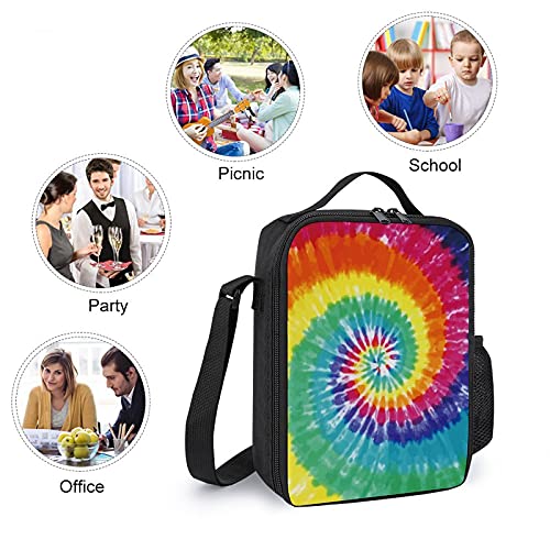 Customart Insulated Lunch Box For Girls Boys, Leakproof Portable Lunch Bags With Adjustable Shoulder Strap And Side Pocket, Durable Reusable Cooler Tote Bag For Beach/Picnic/Office/Collega (Tie Dye) #TOP6