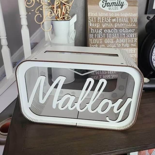 Miniatura 3 de Caja de tarjetas de boda, caja de tarjetas de boda personalizada, caja de madera rústica, caja de recuerdos para decoración de boda, nombre y fecha