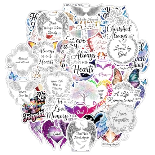 50 PCS in Loving Memory Stickers – Memorial Decals, Handmade Because Someone We Love is in Heaven, Journaling, Car Stickers, Laptop, Water Bottle, Inspirational Quote Sticker Pack