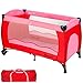 TecTake Kinderreisebett mit Schlafunterlage und praktischer Transporttasche - diverse Farben - (Pink | Nr. 402415)