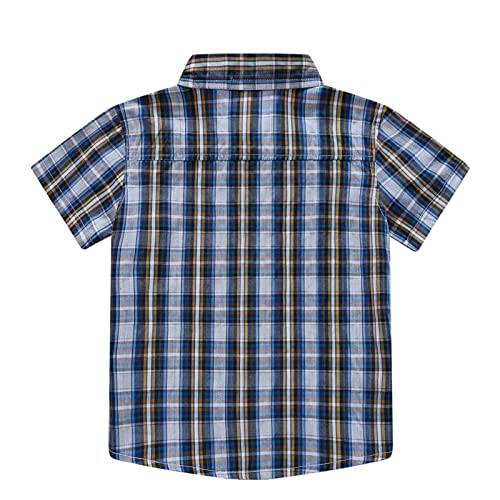 Toddler Kids Boys Short Sleeve Plaid Shirt Tops Vintage Button-Down Shirts Outwear for Babys Clothing2