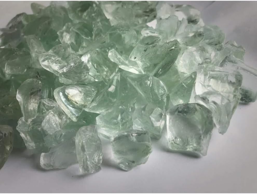 R H LIFESTYLE Crushed Glass for Resin Art - High Luster Fire Glass for Geode,Crafts (Green 6mm, 200G)
