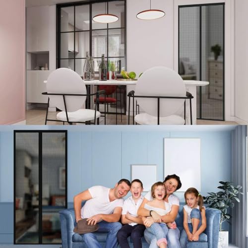 XCMVCN Magnet Fliegengitter Balkontür 80x195cm,Fliegengitter Tür Magnet Insektenschutz,Kinderleichte Klebemontage Ohne Bohren,für Balkontür/Terrassentür,Schwarz