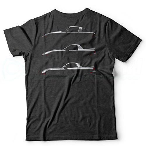 Rotary13B1 7 Heaven - RX7 Generations Tshirt - Gray (XXL)