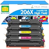 206X Toner Cartridges 4 Pack High Yield: MFP M283fdw M283cdw M255dw 206A 206 Set Compatible Replacement for HP 206X for HP Color LaserJet Pro MFP M283fdw M283cdw M283 Printer Ink (with Chip -B/C/Y/M)