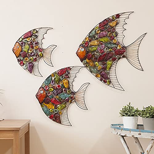 Décoration murale poisson en fer forgé style européen pour salon