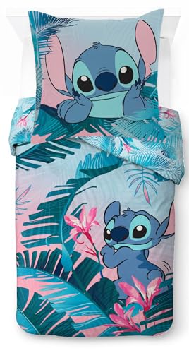 Jay Franco Disney Lilo und Stitch blumige Bettwäsche für eine Person –...