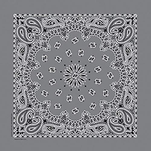 Carolina HAV-A-Hank Paisley Bandannas, 22 by 22-Inch, Charcoal