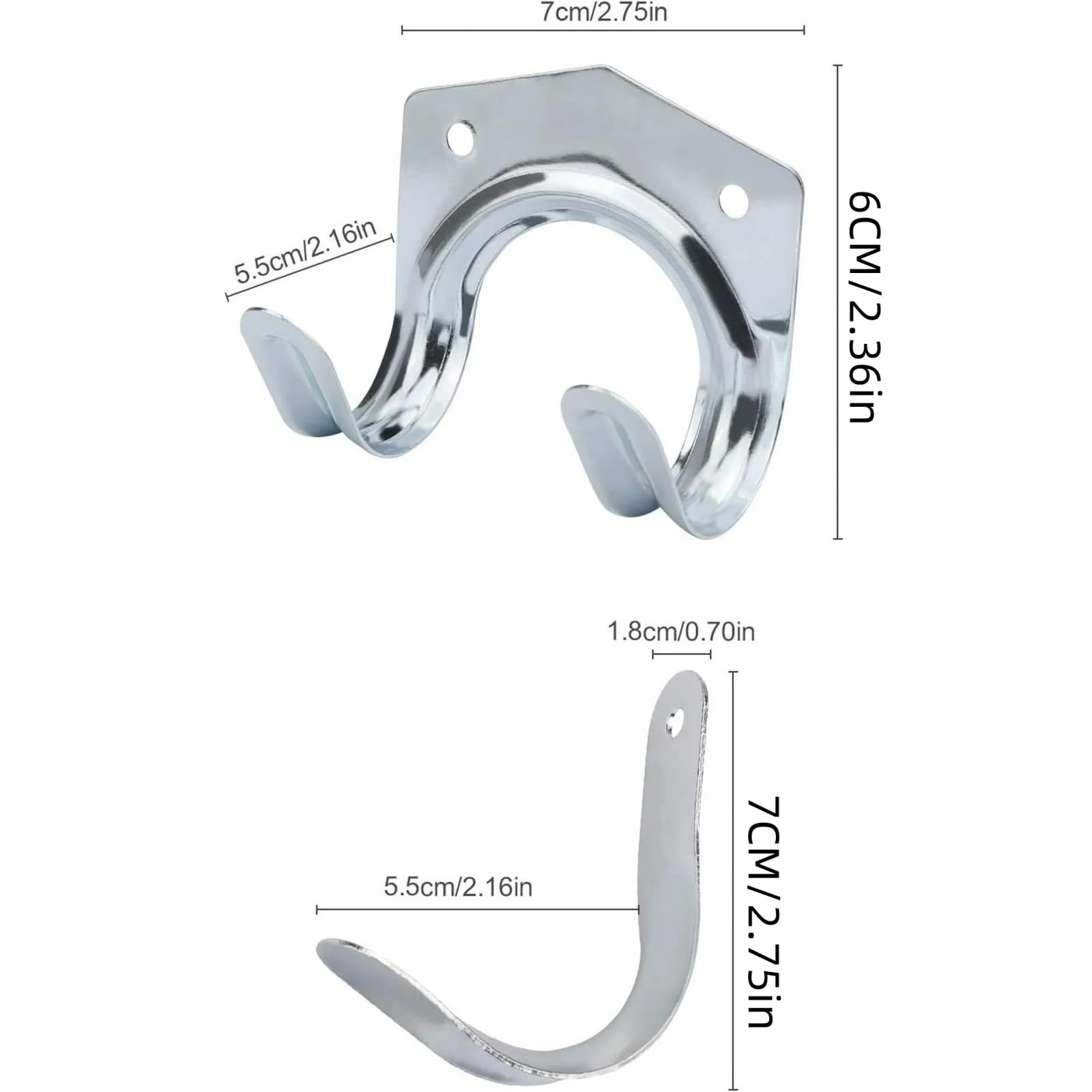 dDanke 4 Pack Heavy Duty Wall Hooks Carbon Steel Double and Single Hooks for Garage Shed Garden Tools Wall Mount Storage Hanger