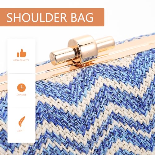 Pochette de rangement créative en paille bleue et durable - 7