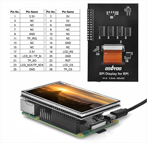 Image of OSOYOO 3.5 inch SPI Touchscreen for Raspberry Pi 3B 3A+ 4 5 - Clear Display, Easy Integration, Ideal for Projects, Resistive Touch Screen with Stylus