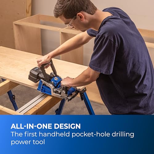 Image of Kreg Rebel 20V Ionic Drive Pocket-Hole Joiner Kit - With 20V Blue Ion Charger & 2Ah Battery Pack - Cordless Precision Joinery Tool for Woodworking & Carpentry - Woodworking Tools - KPTBRB100A