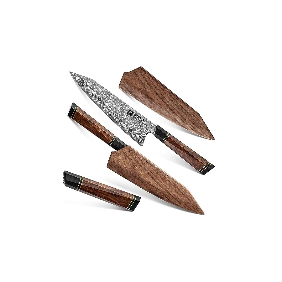 XINZUO-85-Inch-Japanese-Kiritskue-Chef-Knife-Professional-Chef-KnifeDamascus-Kitchen-Knife-for-Chefs-and-Home-Cooking-Desert-Ironwood-Handle-Walnut-Magnetic-Wooden-Sheath-Acacia-Wood-Box-Package XINZUO 8.5 Inch Japanese Kiritskue Chef Knife, Professional Chef Knife,Damascus Kitchen Knife for Chefs and Home Cooking, Desert Ironwood Handle, Walnut Magnetic Wooden Sheath, Acacia Wood Box Package