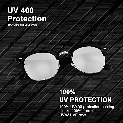 FEISEDY Sunglasses for Men Women Matte Finish Semi-Rimless Frame Driving Sun glasses Mirror 100% UV Blocking B22423