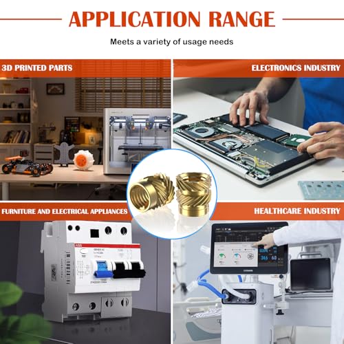 Image of 50Pcs M6 Threaded Inserts, M6 Female Thread Metric Knurled Nuts Assortment Kit, Brass Heat Set Insert for Plastic and 3D Printing Components (M6x8x8, M6x10x8)