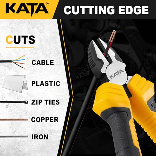 Image of KATA 6-Inch Diagonal Cutting Pliers, Wire Cutter for Home Repair and Crafts | Compact diagonal side cutter for soft wire, zip ties, cable ties, chicken wire, garage DIY, home tasks with comfort grip